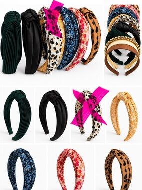 J. Crew Women’s Headbands - Knotted, Floral, Leopard, Satin - Bundle & Save!